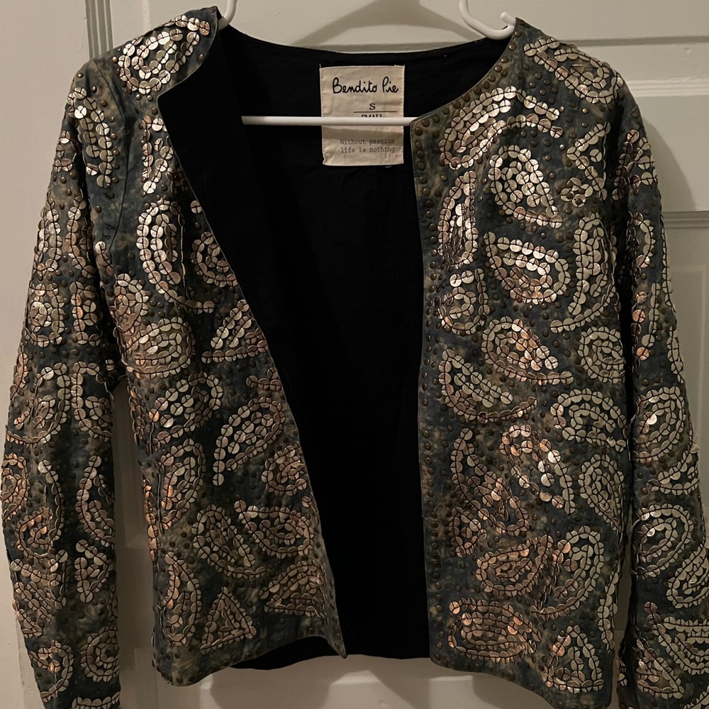 Sparkly party coat. Leather